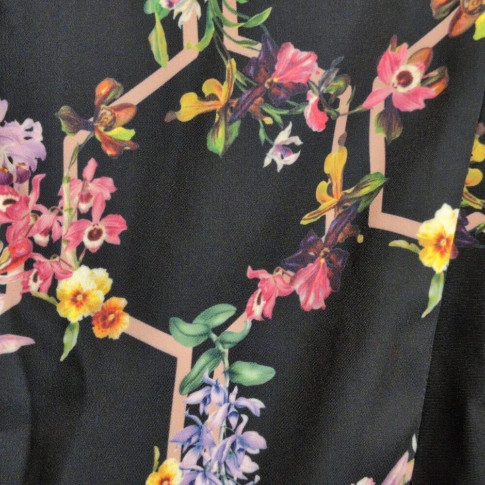 Ted Baker Vianna Gardens Frill Sleeve Dress A-line Black Floral Mini 5 = US 12 - Picture 2 of 15